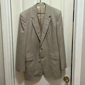Vintage 80’s 100% Wool 3 Piece Suit Formal Wear Men’s Neutral Color 34x32 42R